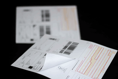 Paper with address label for delivery notes